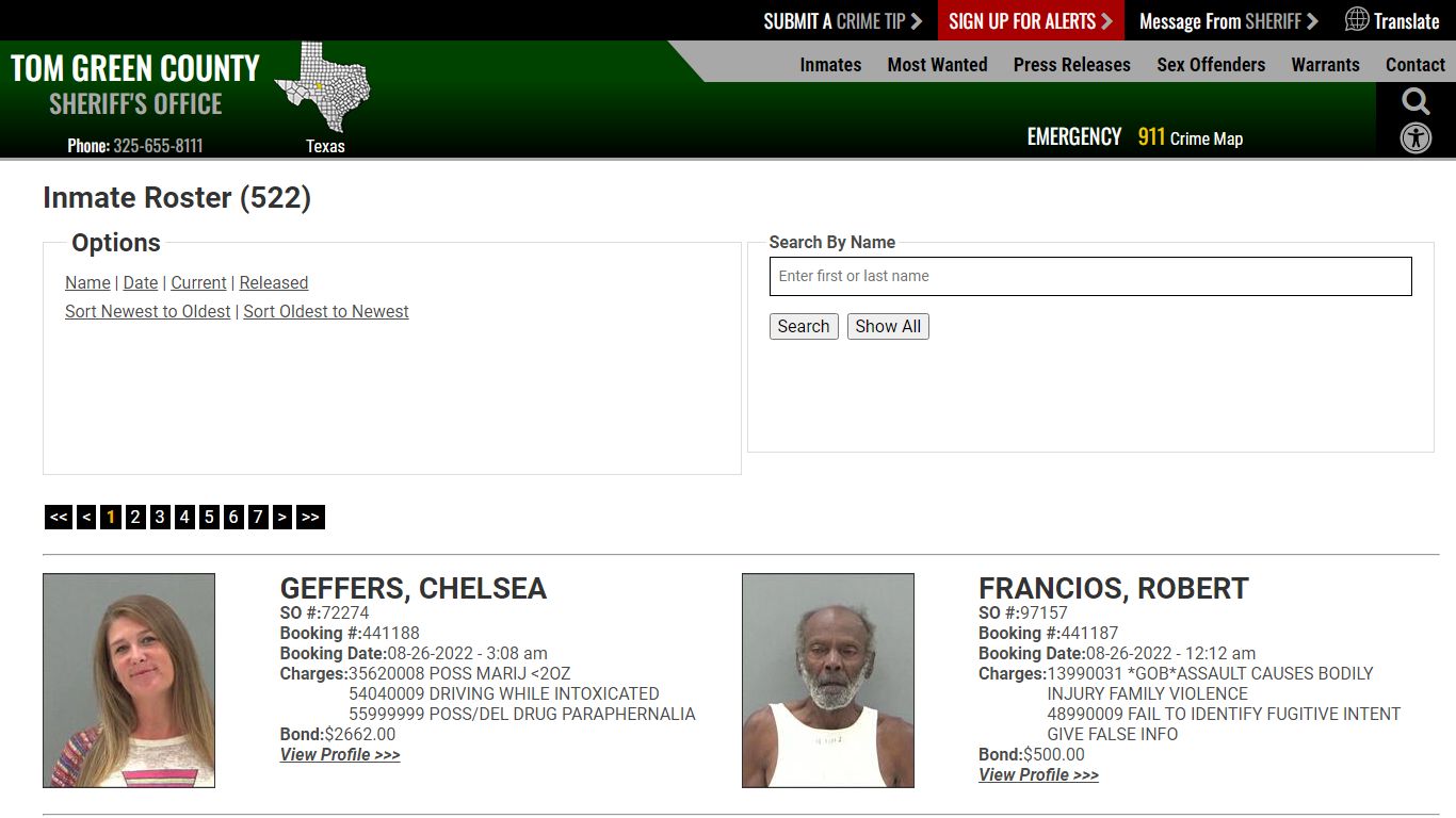 Inmate Roster - Current Inmates Booking Date Descending - Tom Green ...