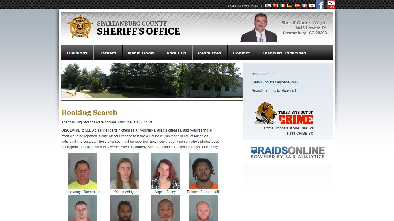 Booking Search : Spartanburg Sheriff